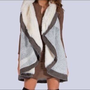 Natalia Romano Faux Fur Virgin Wool Vest One Size Longline Reversible